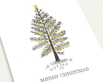 Tarjetas de felicitación minimalistas para árboles de Navidad (paquetes de 10). Vacaciones de estilo nórdico escandinavo. Navidad. Con sobres. Invitaciones a la fiesta de Navidad