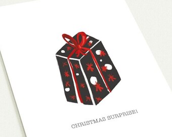 Christmas Surprise Greeting cards (packs of 10). Holidays. Scandinavian Nordic style. Xmas. With envelopes. Christmas party Invitations