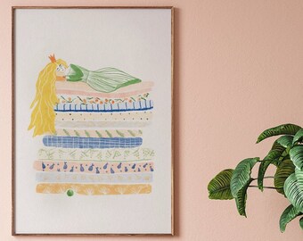 Princess Poster, Illustration Poster, Kids Room Poster, Cute Poster, Baby Shower Gift, Fairy Tale Decor, Kid Wall Art, Boho Poster, Andersen