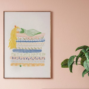 Prinzessin Poster, Illustration, Kinderzimmerdeko, Cute Poster, Baby Shower Geschenk, Märchendeko, Kinder Poster, Boho Poster, Andersen