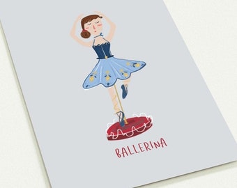 Ballerina Christmas Greeting cards (packs of 10). Nutcracker ballet. Holiday. Scandinavian Nordic style. Xmas. With envelopes