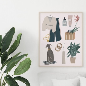Póster de accesorios de moda / Arte de pared escandinavo / Póster de diseño ilustrativo / Arte de pared de moda femenina Arte de Instagram / Decoración del hogar nórdico