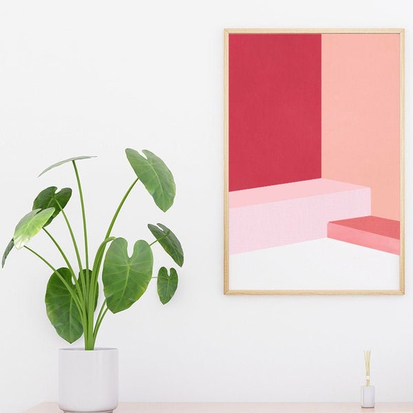 Pink Room Poster | Nordic Decor | Scandinavian Print | Minimalist Print | Abstract Poster | Pink Poster | Modern Wall Art | Architecture Art