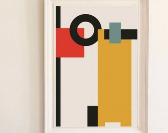 Bauhaus Poster, Abstracte Poster, Kleurrijke Kunst, Kleurrijke Vormen Poster, Office Print, Compositie, Abstract Print, Minimalistische Poster