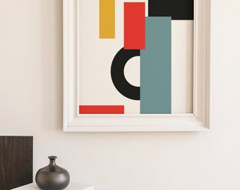 Modern Bauhaus Poster, Abstract Poster, Colorful Art, Colorful Shapes Poster, Office Print, Composition, Abstract Print, Minimalistic Poster