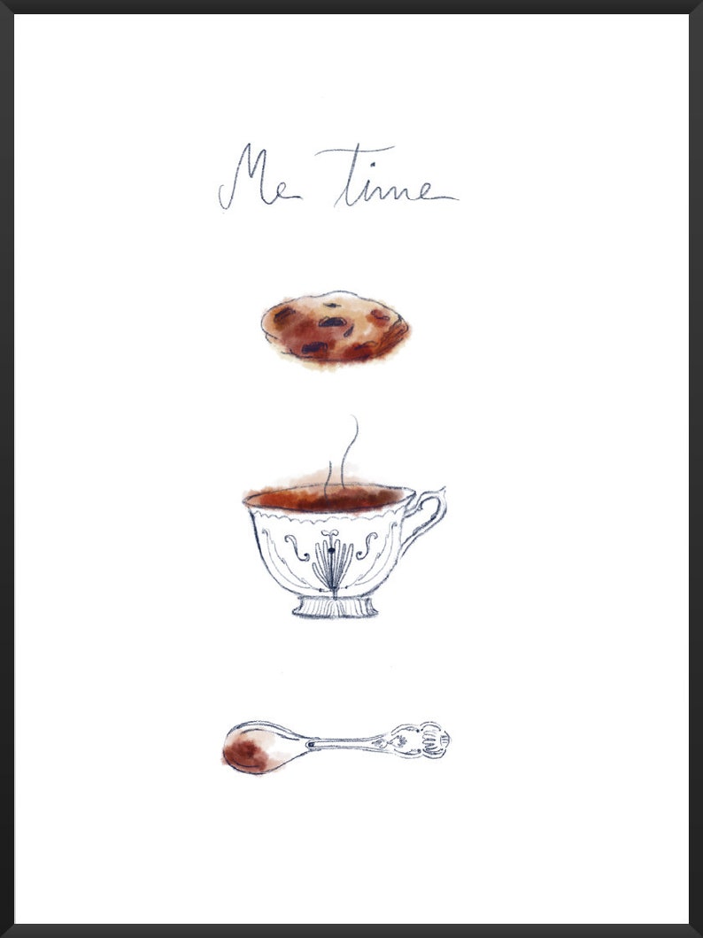 Me Time Poster, Coffee Kitchen Print, Coffee Cup Wall Art, Coffee Illustration, Kitchen Art Print, Cookie Art, Hygge Art, Minimalist Poster image 8
