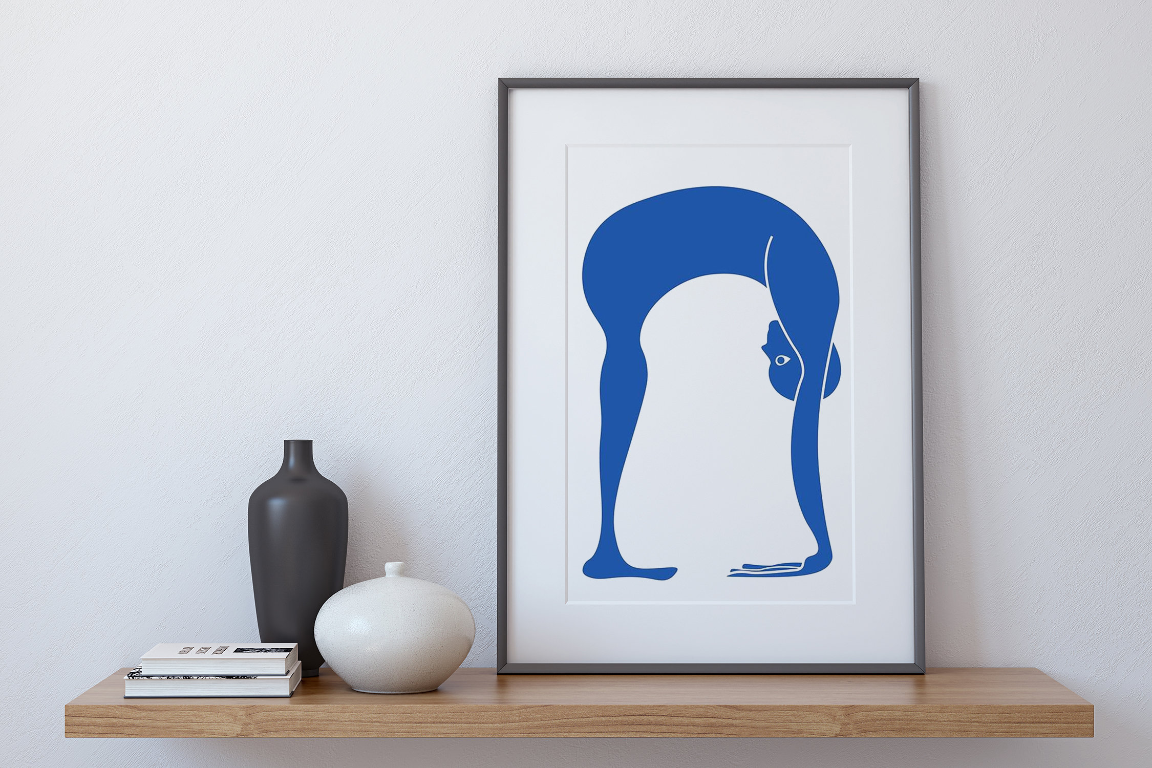 Uttanasana Yoga Pose, Poster, Wall Decor, Scandinavian Print, Minimalist Gift For Lover, Blue Modern