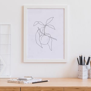 Peach Print, Minimalist Print, Line Art, Scandinavian Print, Line Drawing Print, Fruit Print, Botanical Print, Kitchen Poster, Peach Decor image 6