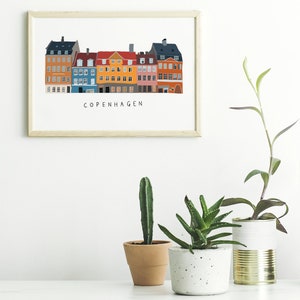 Copenhagen Print, Scandinavian Print, Illustration Print, Denmark, Travel Print, Architecture Print, Minimalist Print, Colorful Poster image 2