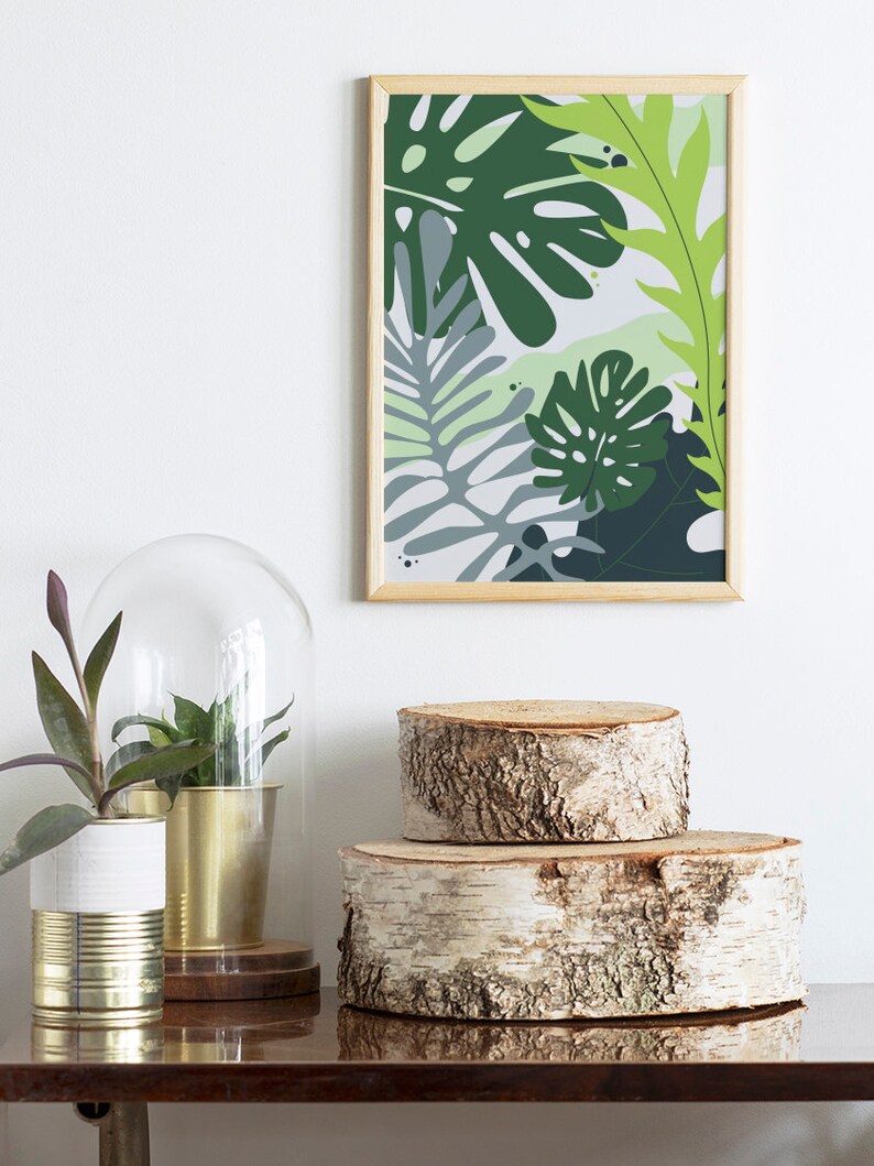 Tropical Leaves Poster Palm Leaf Wall Art Plant Home Decor | Etsy
