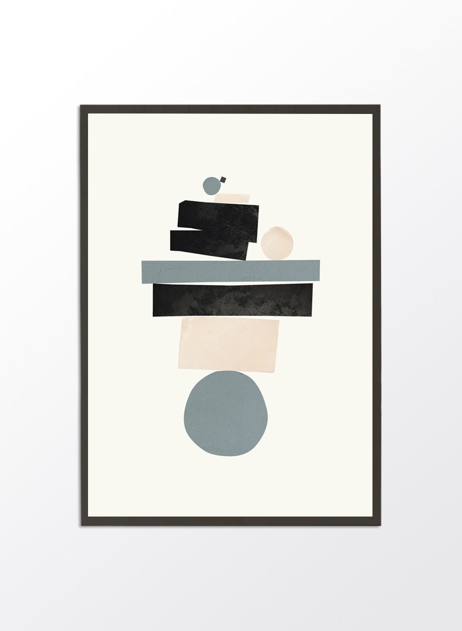 Life Balance, Abstract Art, Bathroom Wall Art, A4 Print, Geometric Wall ...