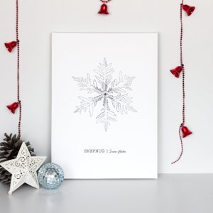 Snowflake Poster, Christmas Poster, Snowflake Art, Holiday Poster, Winter Poster, Snowflake Wall Decor, Minimalist Drawing, Nordic Poster image 6