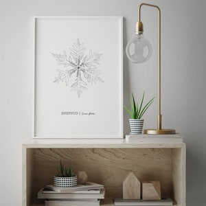 Snowflake Poster, Christmas Poster, Snowflake Art, Holiday Poster, Winter Poster, Snowflake Wall Decor, Minimalist Drawing, Nordic Poster image 3