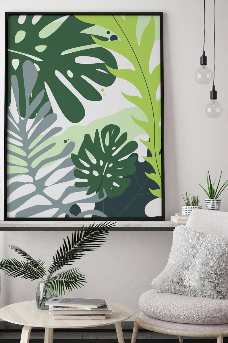Tropical Leaves Poster Palm Leaf Wall Art Plant Home Decor | Etsy
