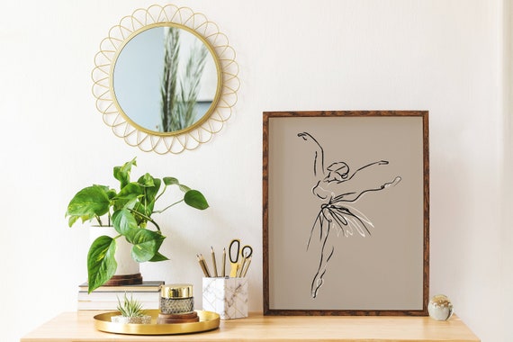 Ballerina Print, Dancer Poster, Ballerina Drawing, Dance Poster, Ballett Dancer Print, Line Drawing Art, Female Drawing, Beige Poster