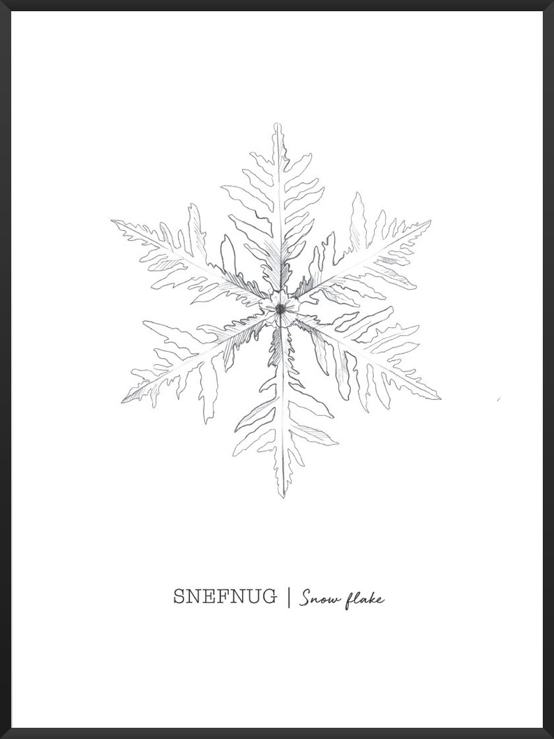 Snowflake Poster, Christmas Poster, Snowflake Art, Holiday Poster, Winter Poster, Snowflake Wall Decor, Minimalist Drawing, Nordic Poster image 9