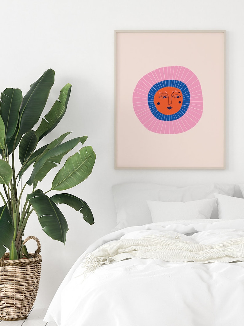Abstract Sun Art Boho Print Boho Wall Decor Minimalist Etsy UK