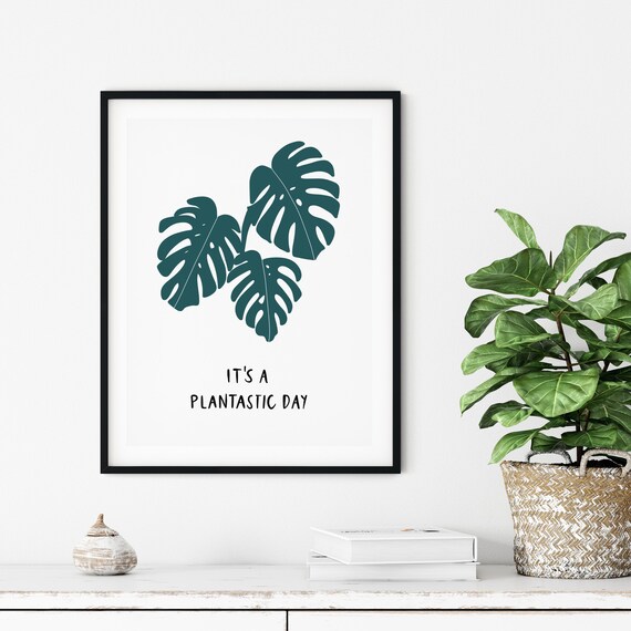 Plantastic Day Poster | Monstera Poster | Monstera Wall Art | Nordic Decor  | Tropical Leaf Print | Botanical Print | Monstera Plant - Etsy