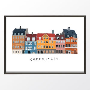 Copenhagen Print, Scandinavian Print, Illustration Print, Denmark, Travel Print, Architecture Print, Minimalist Print, Colorful Poster image 7