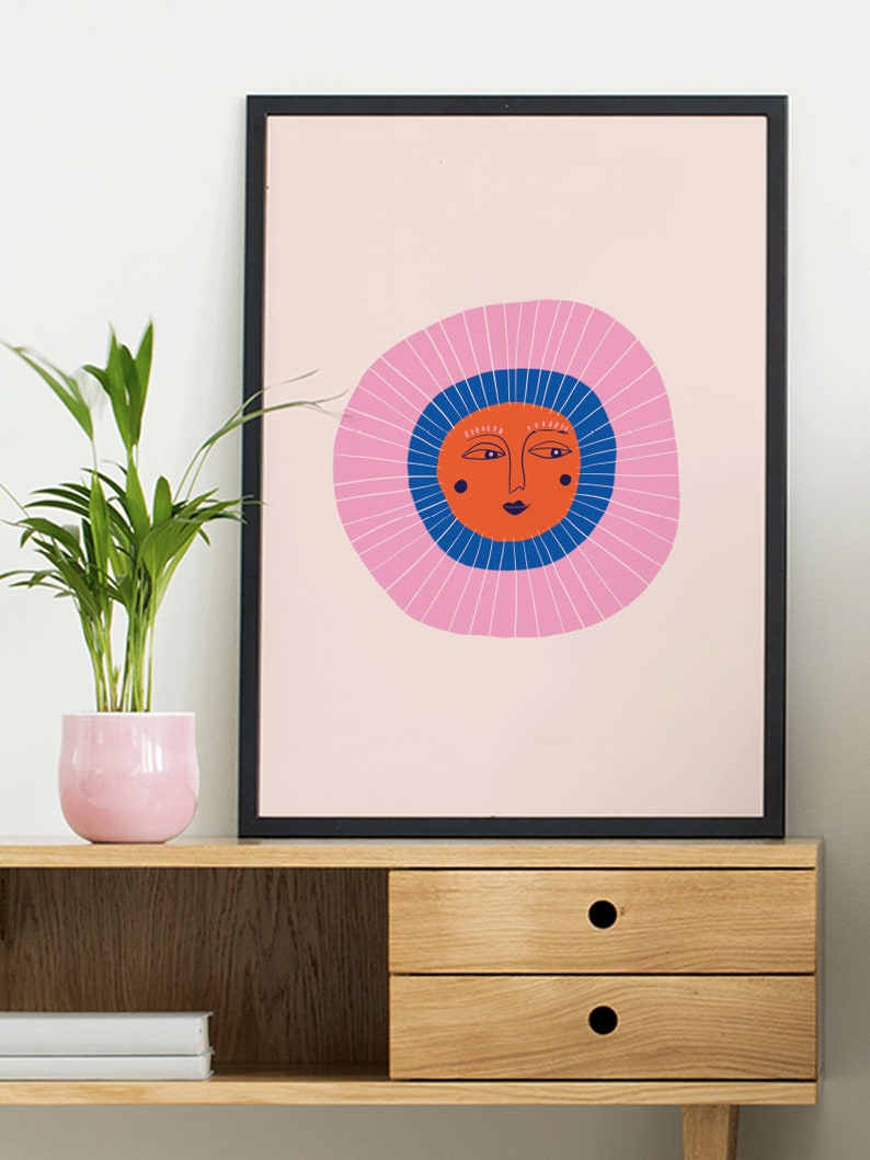 Abstract Sun Art Boho Print Boho Wall Decor Minimalist Etsy UK