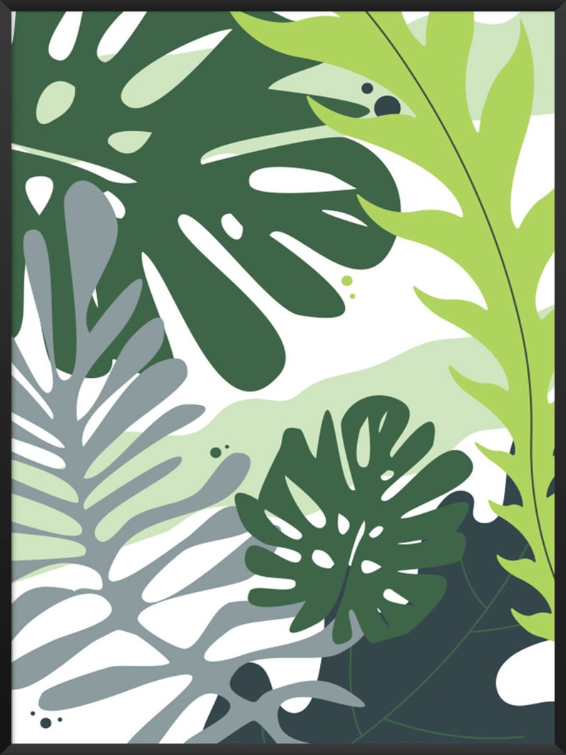 Tropical Leaves Poster Palm Leaf Wall Art Plant Home Decor | Etsy
