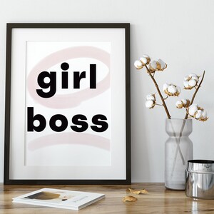 Girl Boss Poster, Girl Power Art, Feminist Poster, Boss Babe Quote, Home Office Poster, Minimalist Poster, Girl Gift, Teen Girl Room Decor