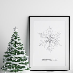 Snowflake Poster, Christmas Poster, Snowflake Art, Holiday Poster, Winter Poster, Snowflake Wall Decor, Minimalist Drawing, Nordic Poster image 5