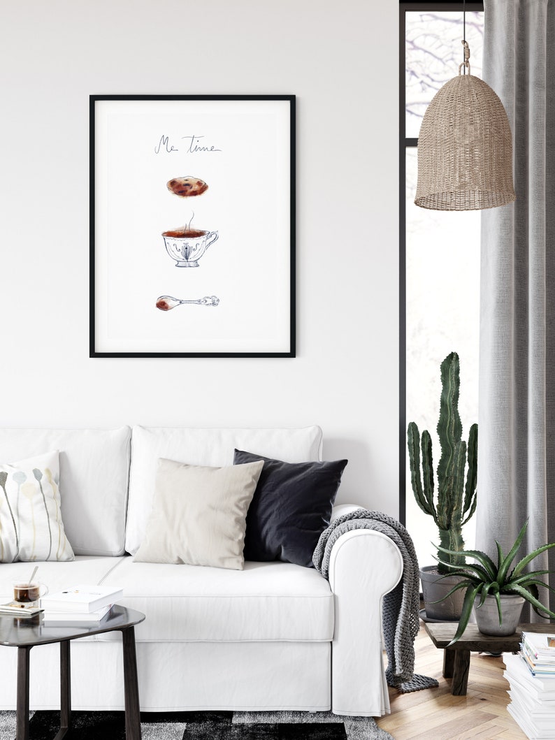 Me Time Poster, Coffee Kitchen Print, Coffee Cup Wall Art, Coffee Illustration, Kitchen Art Print, Cookie Art, Hygge Art, Minimalist Poster image 5