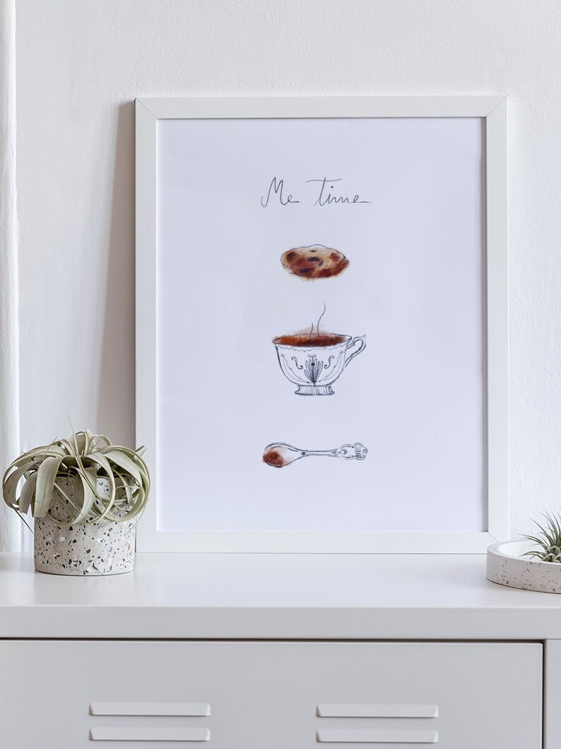 Me Time Poster, Coffee Kitchen Print, Coffee Cup Wall Art, Coffee Illustration, Kitchen Art Print, Cookie Art, Hygge Art, Minimalist Poster image 7