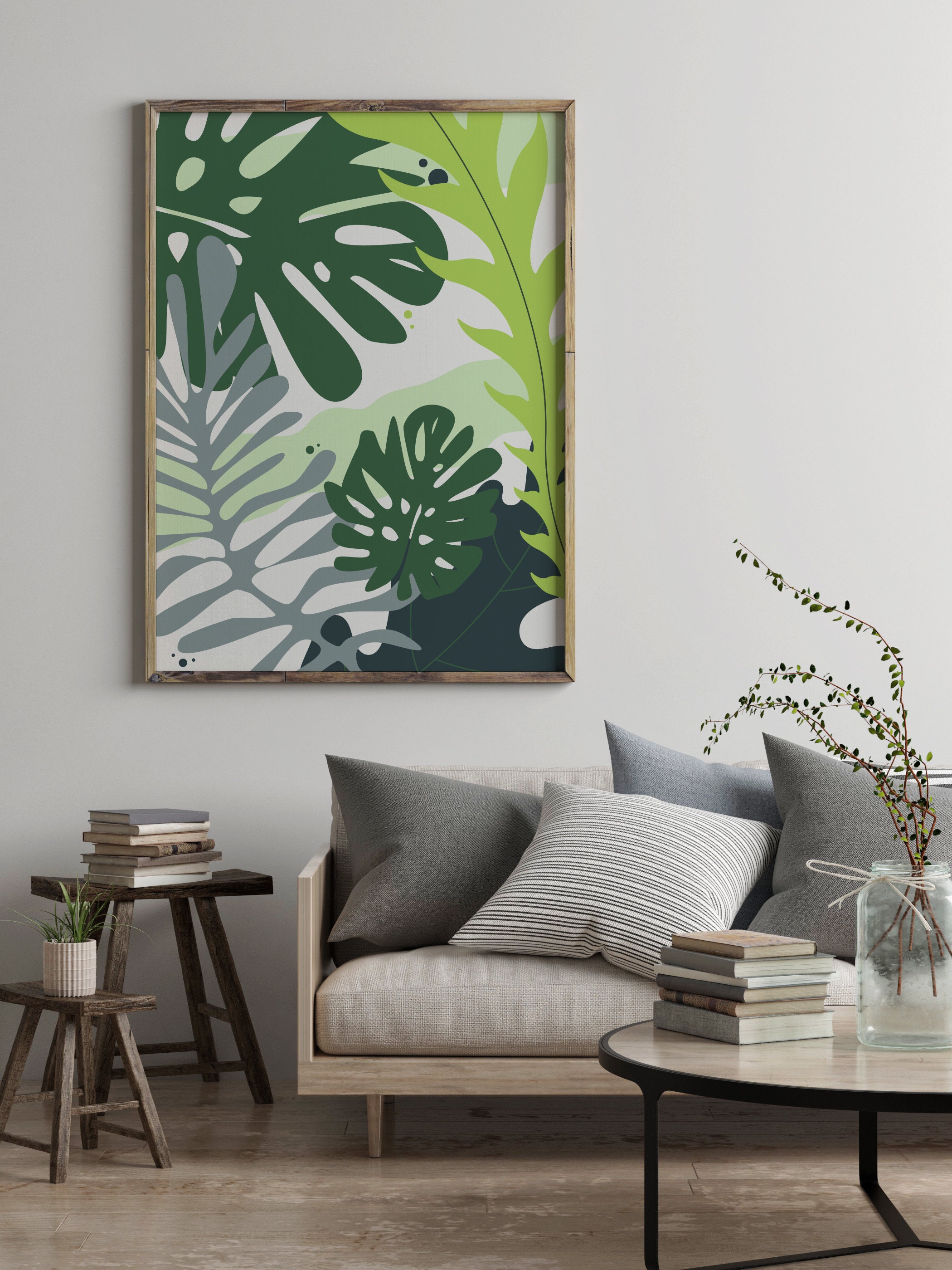 Tropical Leaves Poster Palm Leaf Wall Art Plant Home Decor | Etsy
