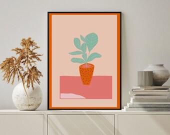 Plant bouquet, Flower Art, Summer Wall Art, A4 Print, Living Room Wall Art, Nordic Wall Art, Bright Wall Art, Scandi Decor, Scandi Print