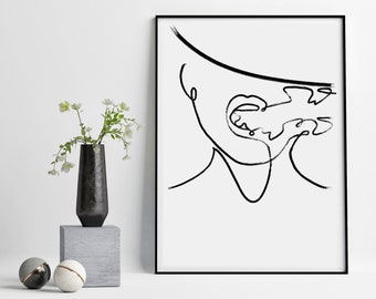 Anonymous Smoker, Line Art, Scandinavian Print, Tumblr Room Decor, Minimalist Print, Abstract Art, Aesthetic Art, Line Art Woman,