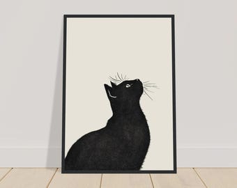 Curious Cat, Scandi Poster, Beige Wall Art, Pet Poster, Cat Wall Art, Personal Decor, Minimalist Art, Modern Art