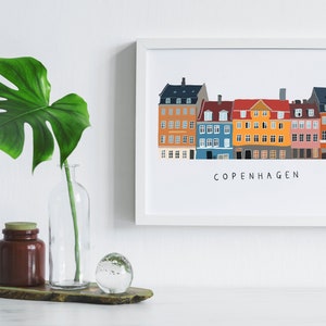 Copenhagen Print, Scandinavian Print, Illustration Print, Denmark, Travel Print, Architecture Print, Minimalist Print, Colorful Poster image 6