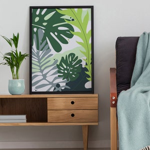 Tropical Leaves Poster Palm Leaf Wall Art Plant Home Decor Monstera Poster Botanical Art Jungle Leaves Art Green Wall Art image 8