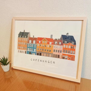 Copenhagen Print, Scandinavian Print, Illustration Print, Denmark, Travel Print, Architecture Print, Minimalist Print, Colorful Poster image 3