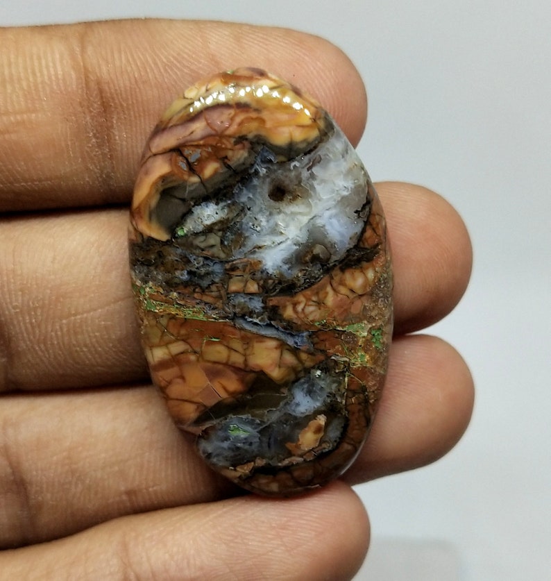 38Cts 39x23MM S792 Butterfly Jasper Gemstone Cabochon-Jasper Cabochons-Natural Selected Butterfly Jasper AA Quality Smooth Oval Cabochon