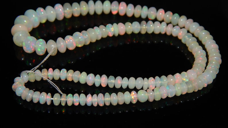 16Inch Length 100/% Ethiopian Opal Cabochon Roundel Beads Necklace 4-8MM Fire Welo Opal Rondelle Necklaces Flashing Opal Beads A214