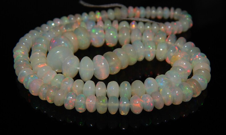16Inch Length 100/% Ethiopian Opal Cabochon Roundel Beads Necklace 4-8MM Fire Welo Opal Rondelle Necklaces Flashing Opal Beads A214