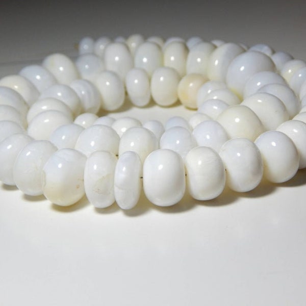 18"Inches Strand Natural Indian Opal Beads,White Opal Smooth Beads Bulk Supply Indian Opal Beads, Big Size Rondelle Beads White Opal C187