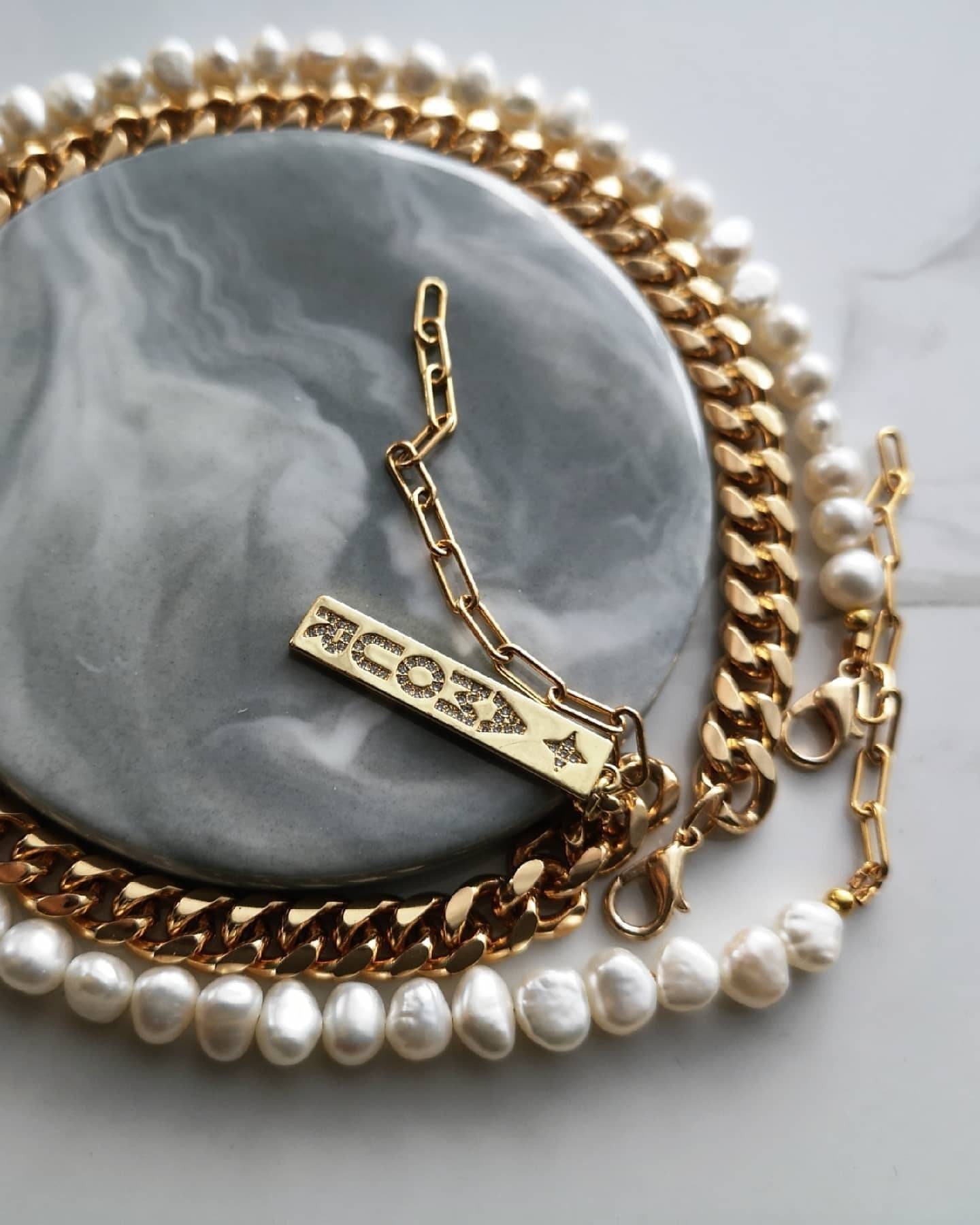 Half pearl half chain necklace.18K gold rope. Real pearl Etsy Half pearl half chain necklace.18K gold rope. Real pearl Etsy