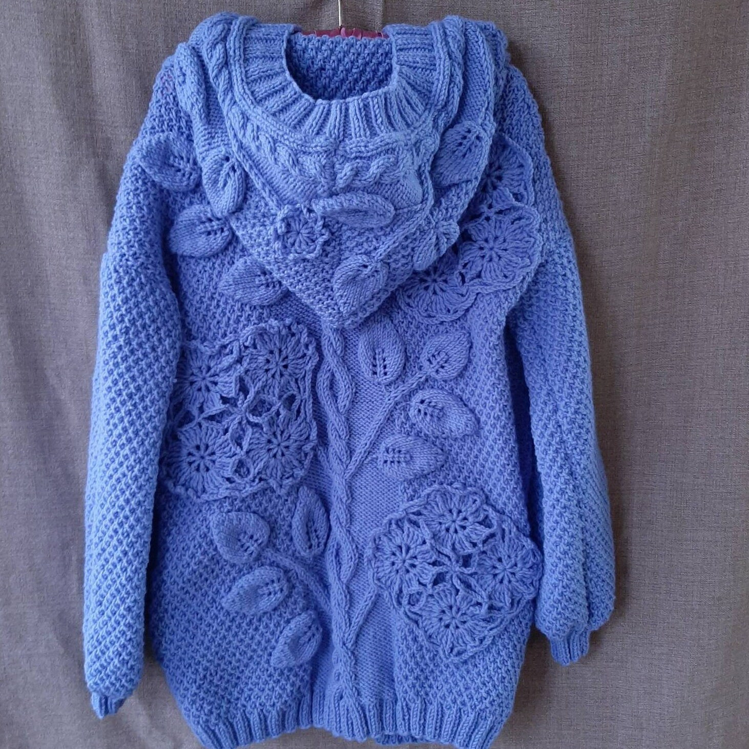 Floral hooded knitted shop cardigan