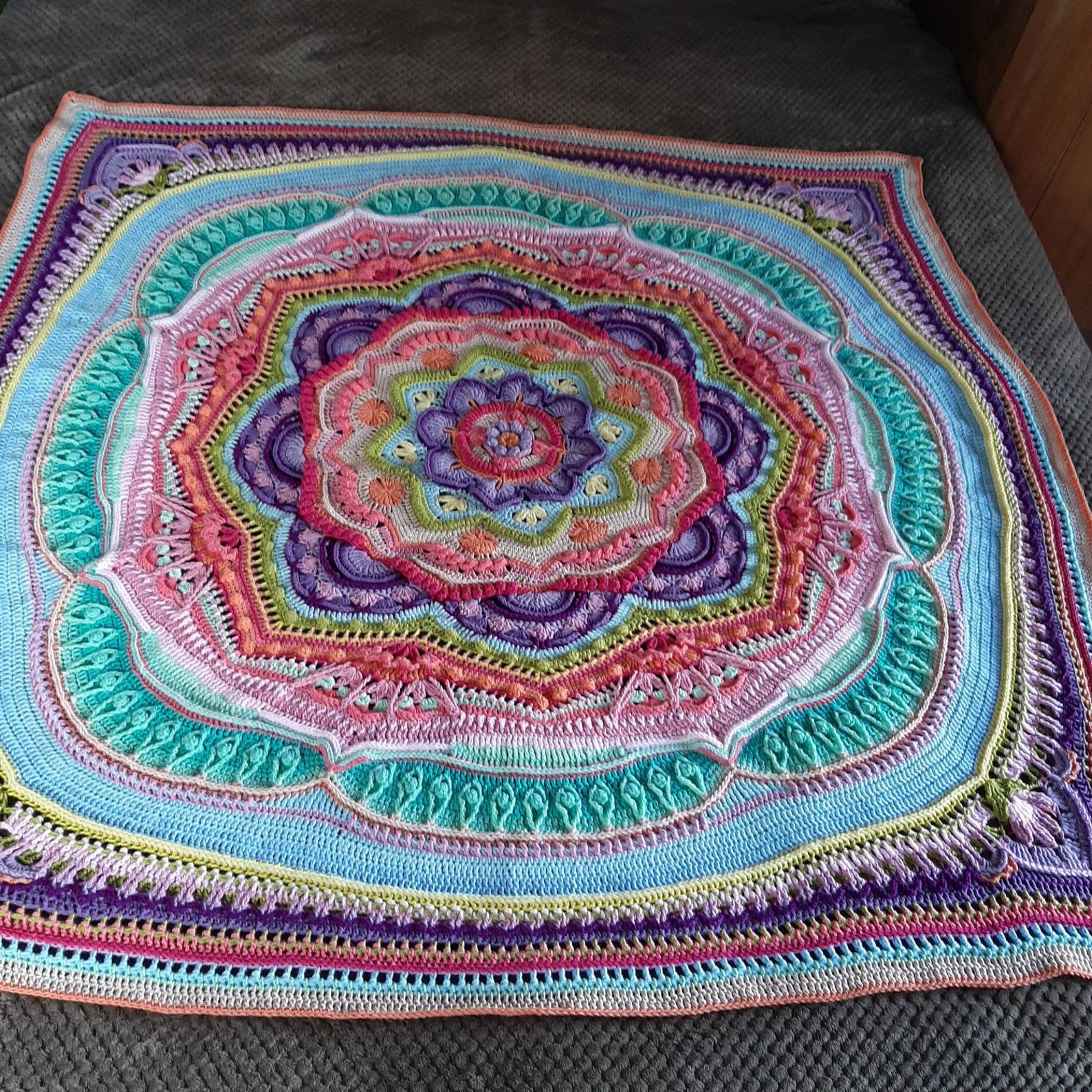 Mandala Madness squared crochet blanket Etsy