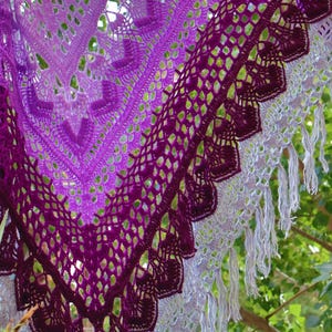 Handmade Crochet Jasmine tea Shawl ,Purple pink ang Green Bohemian style Wrap