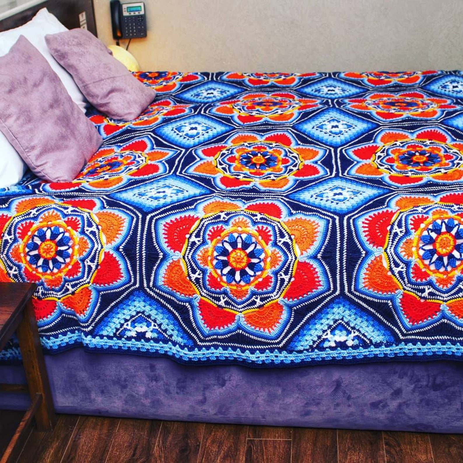 Persian Tiles crochet throw blanketcrochet bedspread for king Etsy
