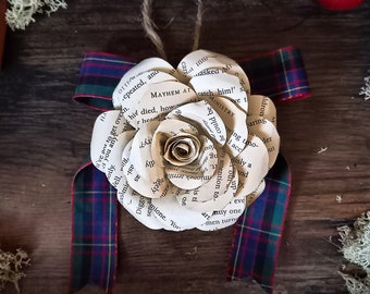 Christmas Tree Bauble Book Paper Rose Ornament | Scrooge | Tartan | Log Slice