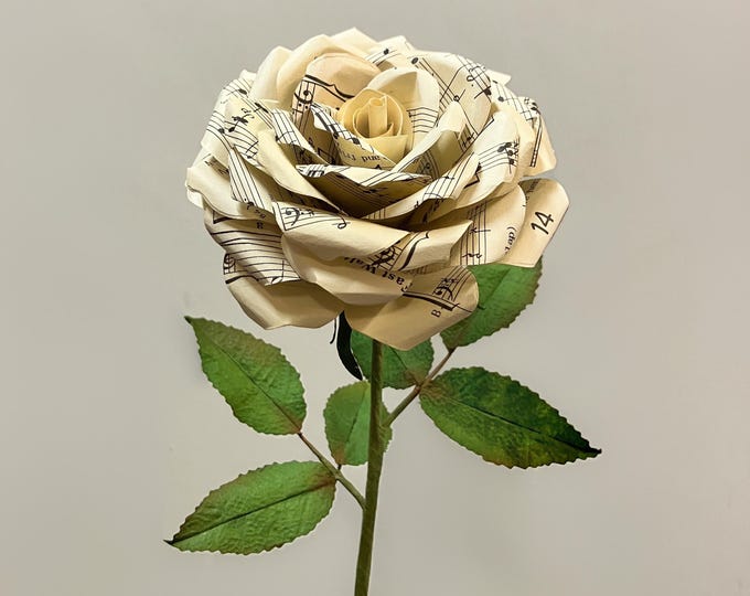 Sheet Music Paper Rose: Musician Mother's Day Gift with Message Tag