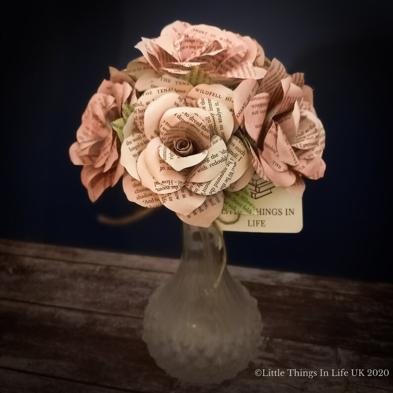 Pink Book Paper Roses Book Page Classic Literature Etsy