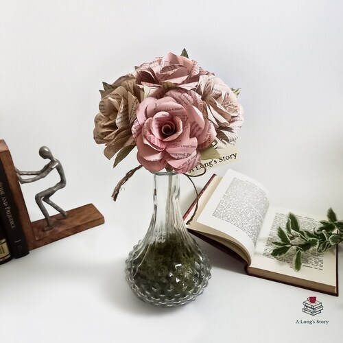 Pink Book Paper Roses Book Page Classic Literature Etsy