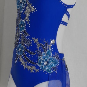 Royal blue and silver lyrical costume - Ready to ship. Size 32 Measurements chest=25.6-29.5&quot; waist=22-23.6&quot; hip= 26.5-30&quot; bust=47-50.5&quot;